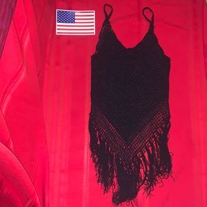 Black Handmade Beaded Top